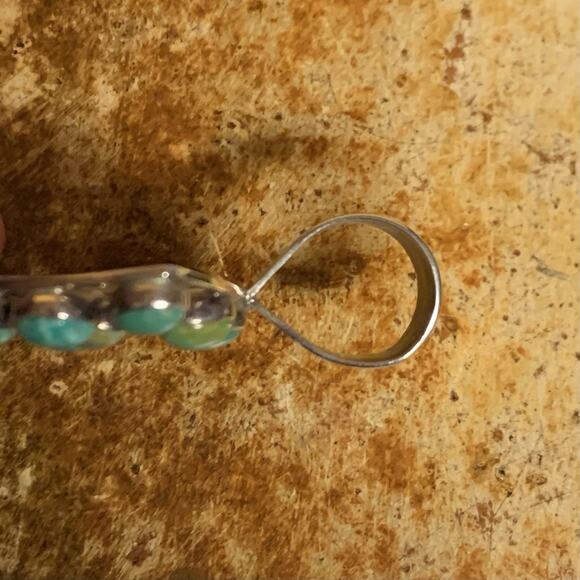 Jay king Pendant Sterling Silver Triangular w/ 16 Green Turquoise Stones - Picture 6 of 7